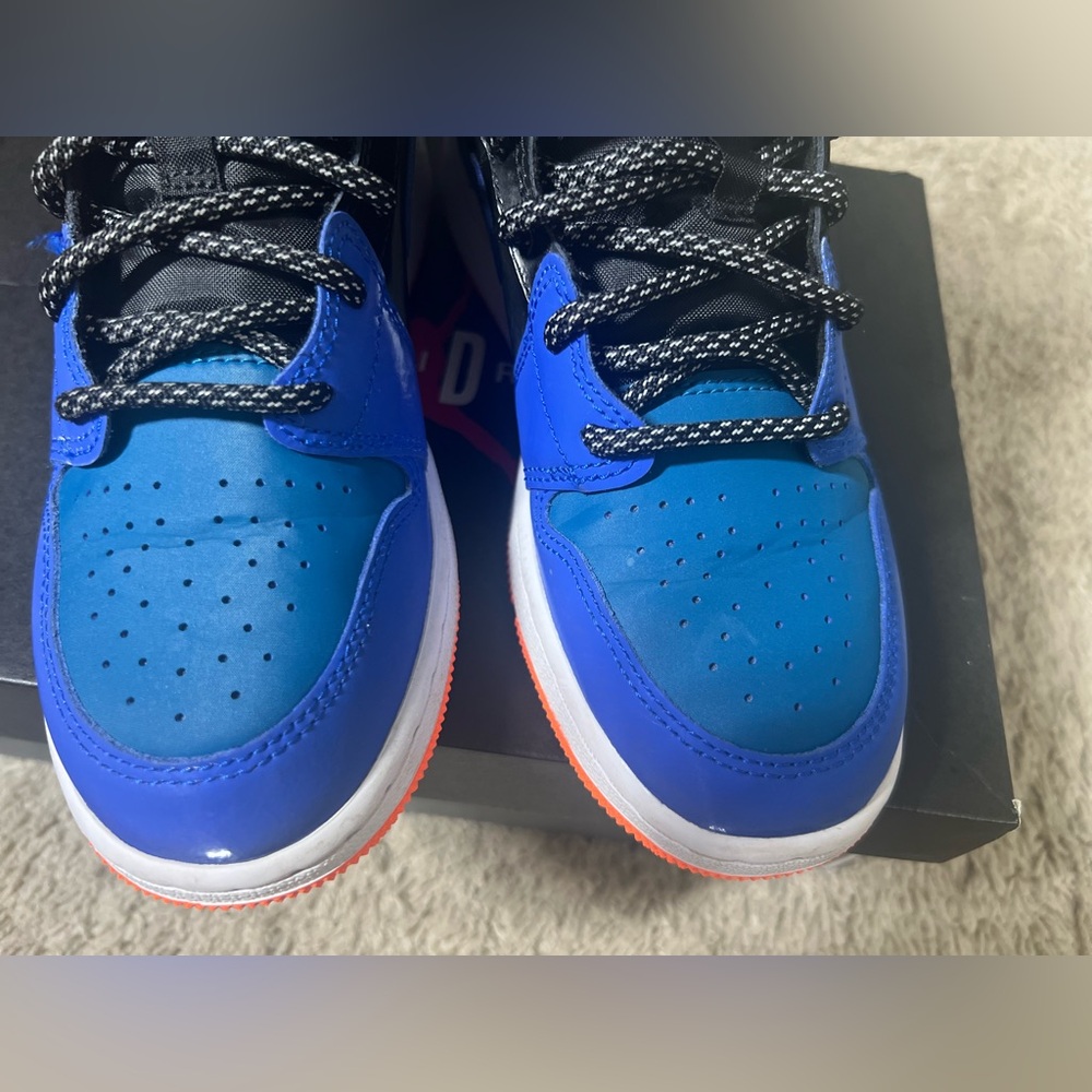 Kids Blue and Black AJ1 Sneakers